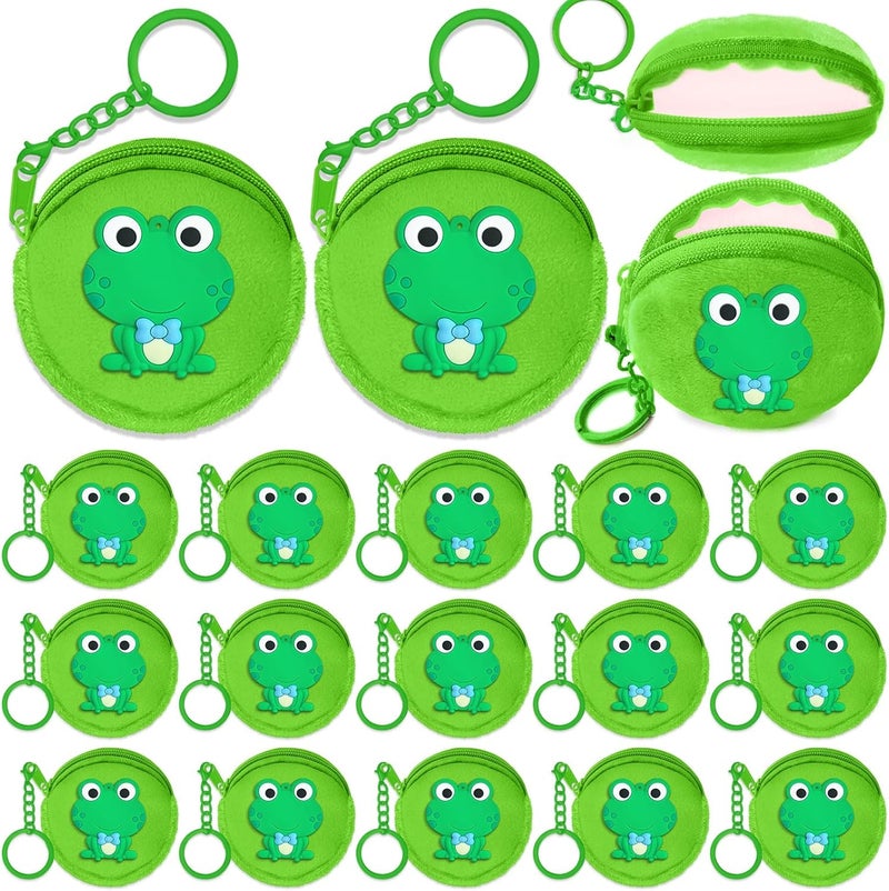 Elecrainbow 15 Pack Frog Mini Coin Purses with Keyring for Green Frog Lover,Baby Shower,First Birthday Reptile Camping Decoration,Green - Image 1